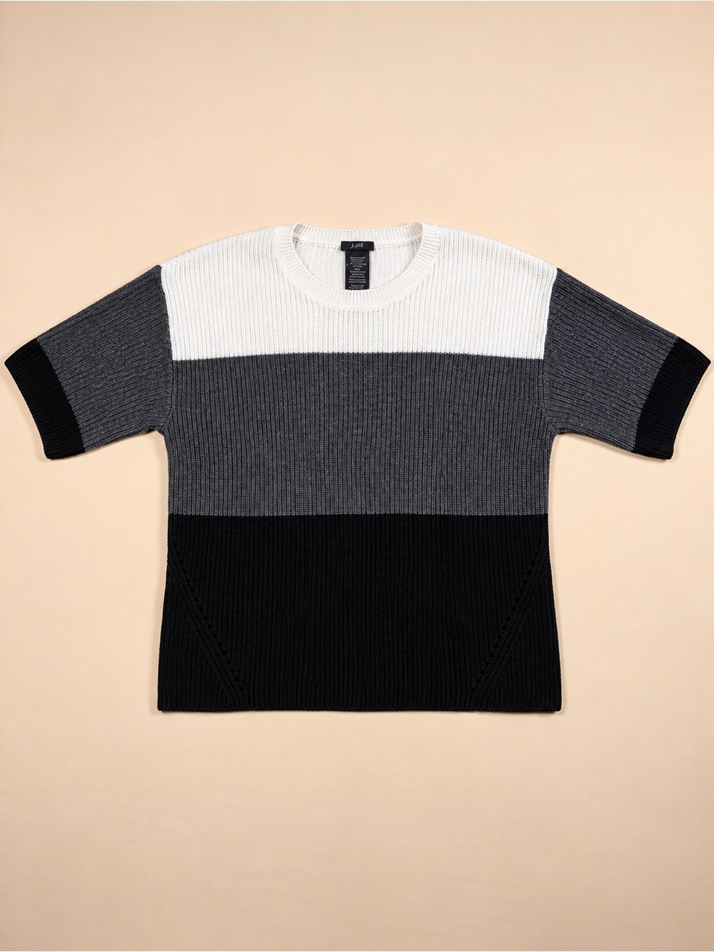 Matty M Men's Colorblock Crewneck Sweater in White, Gray & Black